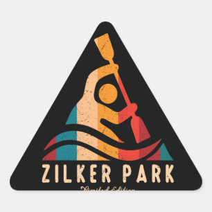 Retro Zilker Park Kayaking Dreieckiger Aufkleber