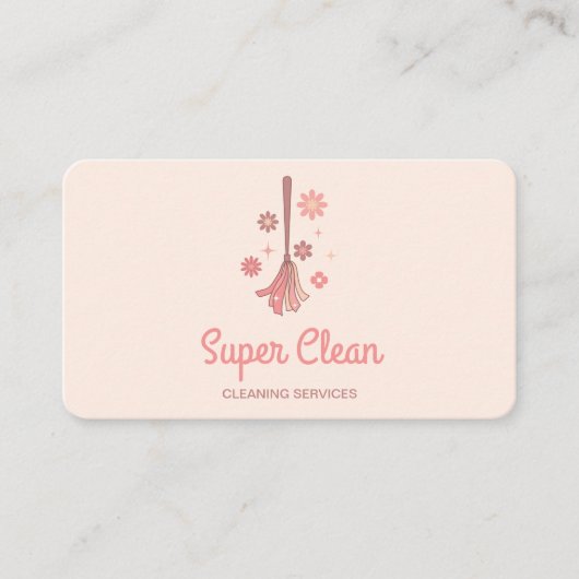 Retro-Zimmer mit beruflichen Hausreinigungslogos Visitenkarte (Vorderseite)