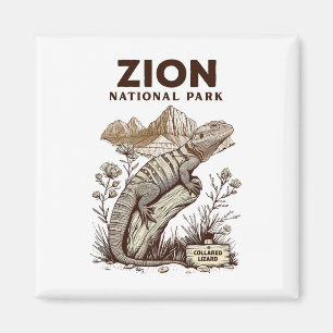 Retro Zion National Park Kragenleguan Wandern Ca Magnet
