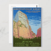 Retro Zion National Park Service Travel Poster Postkarte (Vorne/Hinten)