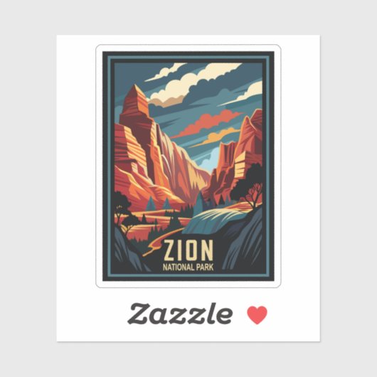 Retro Zion Nationalpark Aufkleber (Blatt)