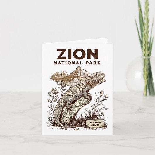 Retro Zion Nationalpark Collared Lizard Wanderung Karte (Vorderseite)