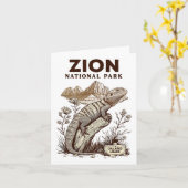 Retro Zion Nationalpark Collared Lizard Wanderung Karte (Gelbe Blume)