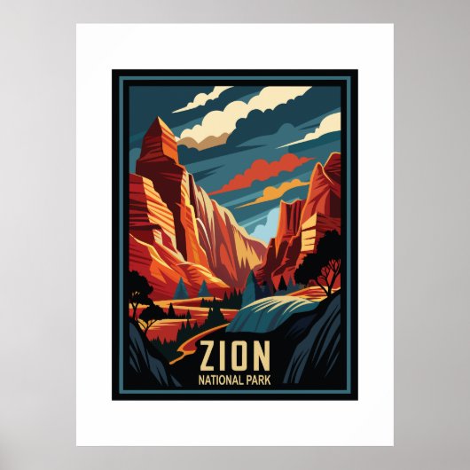 Retro Zion Nationalpark Poster (Vorne)