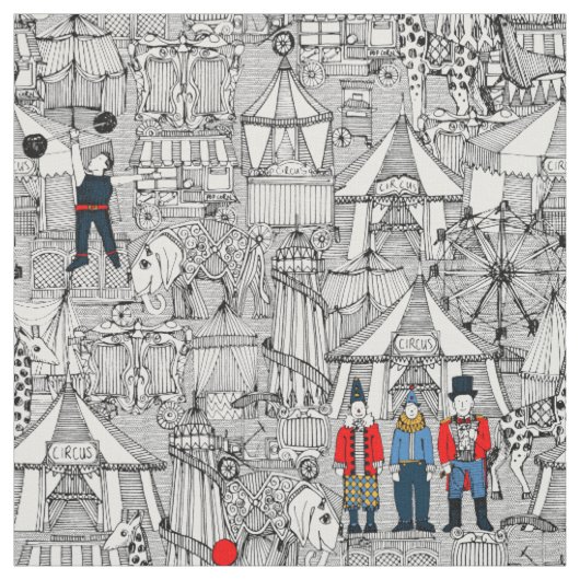 Retro Zirkus bw-Col. Stoff (Muster)