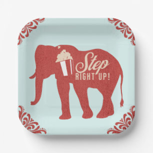 Retro Zirkus Elefant Popcorn Geburtstagsfeier Pappteller