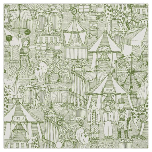 Retro-Zirkus grünes Elfenbein Stoff (Muster)