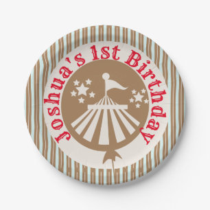 Retro-Zirkus-Karneval-Party-Geburtstag-Bräune Pappteller