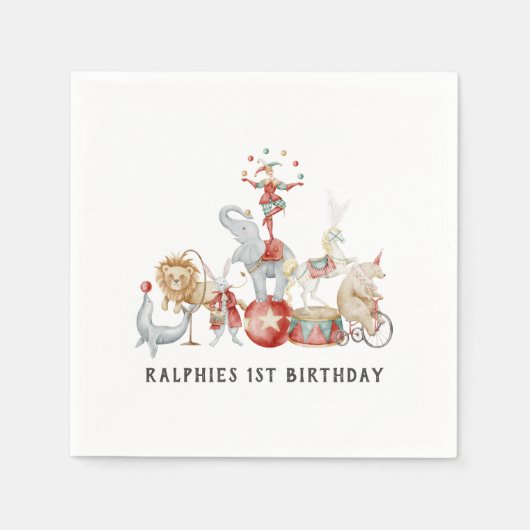 Retro Zirkus Thema Geburtstag Papier Servietten (Vorderseite)