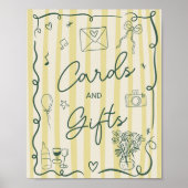 Retro-Zitrus-Grün handgezeichnete Karten Geschenk  Poster (Vorne)