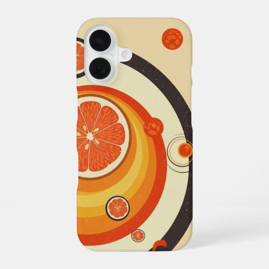 Retro Zitrus Orbit iPhone 16 Hülle (Rückseite)