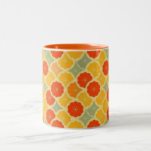 Retro Zitrusfrucht nett Zweifarbige Tasse (Mittel)