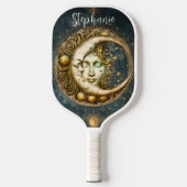 Retro Zodiac Celestial Moon Monogram Pickleball Schläger (Vorderseite)