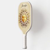 Retro Zodiac Celestial Sun Monogram Pickleball Schläger (Links)