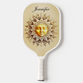 Retro Zodiac Celestial Sun Monogram Pickleball Schläger (Rückseite)