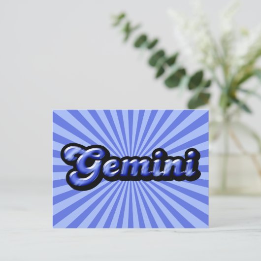 Retro Zodiac Gemini Postkarte (Stehend Vorderseite)