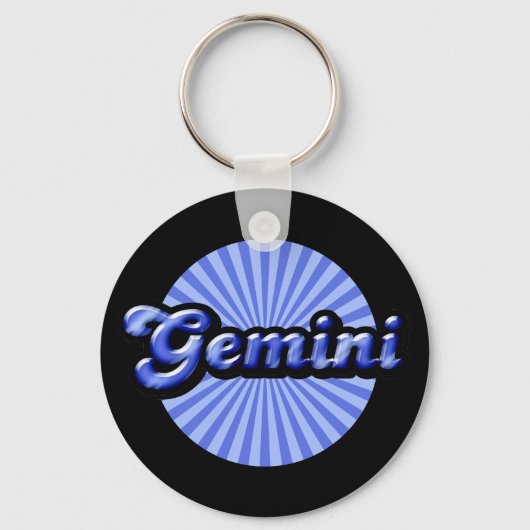 Retro Zodiac Gemini Schlüsselanhänger (Vorderseite)