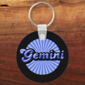 Retro Zodiac Gemini Schlüsselanhänger (Vorderseite)