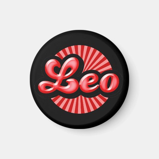Retro Zodiac Leo Magnet (Vorne)
