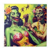 Retro Zombie-Button Fliese (Vorderseite)