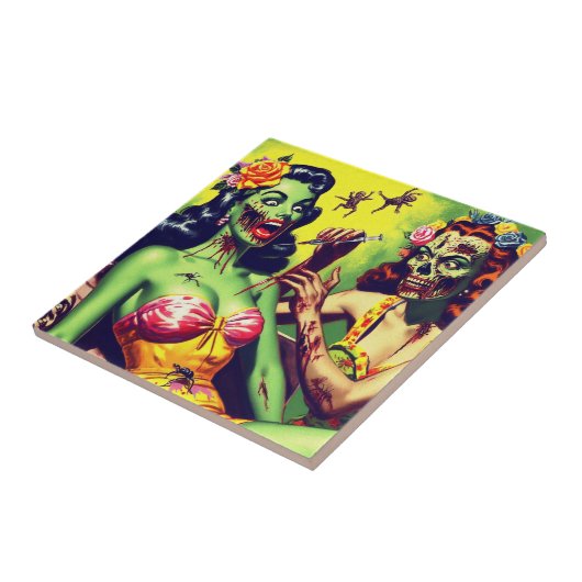 Retro Zombie-Button Fliese (Seite)