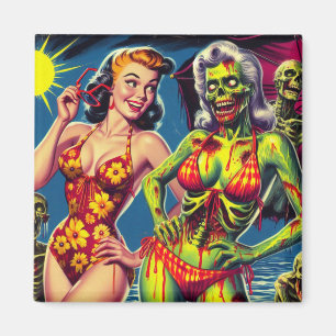 Retro Zombie-Button Magnet