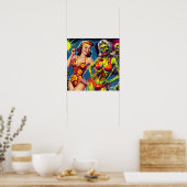 Retro Zombie-Button Poster (Küche)