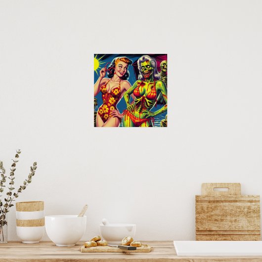 Retro Zombie-Button Poster (Küche)