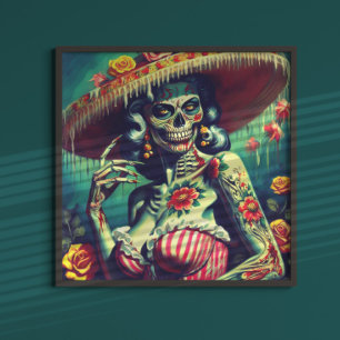 Retro Zombie-Button Poster