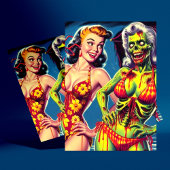 Retro Zombie-Button Postkarte