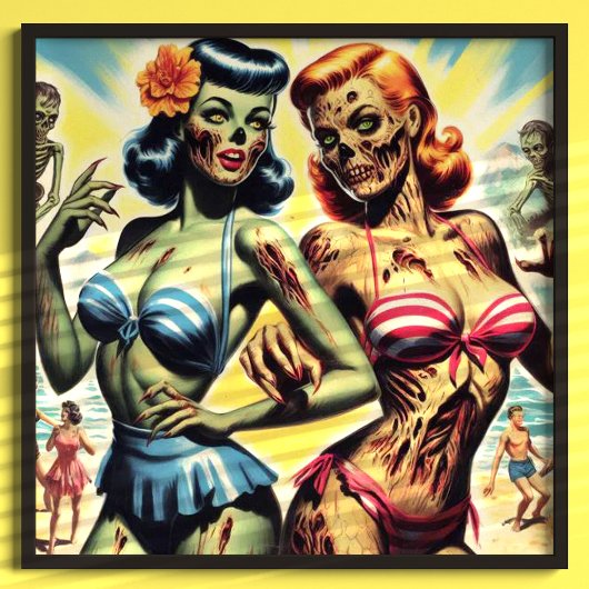 Retro-Zombie-Buttone Poster