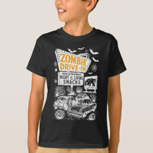 Retro Zombie Drive in Skeletto Movie Night Hotel H T-Shirt