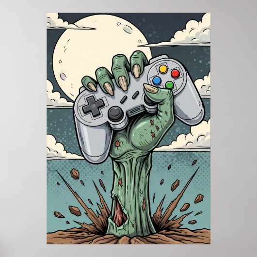 Retro Zombie Gamer Hand - Classic Controller Grip Poster (Vorne)