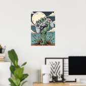 Retro Zombie Gamer Hand - Classic Controller Grip Poster (Heimbüro)