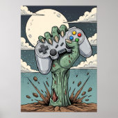 Retro-Zombie-Gamer-Hand - Klassischer Controller-G Poster (Vorne)