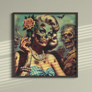 Retro Zombie Pinup Poster