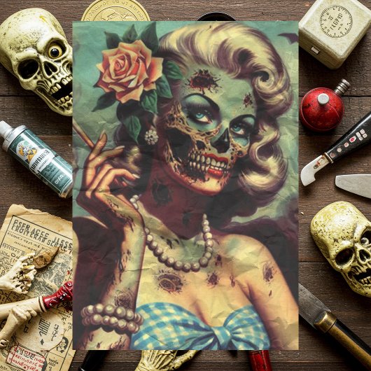 Retro Zombie Pinup Seidenpapier