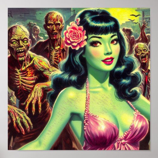 Retro Zombie Woman Poster (Vorne)