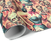Retro Zombies-Button Geschenkpapier (Rolleneckpunkt)