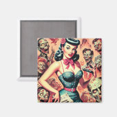 Retro Zombies-Button Magnet (Vorderseite/Rückseite)