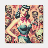 Retro Zombies-Button Magnet (Vorne)