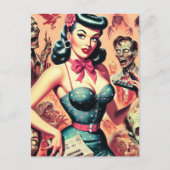 Retro-Zombies Pin-up Postkarte (Vorderseite)