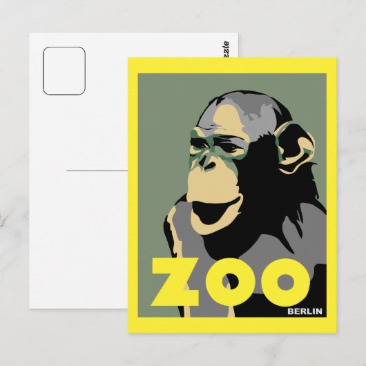 Retro Zoo Berlin Affenwerbung Postkarte (Vorne/Hinten)