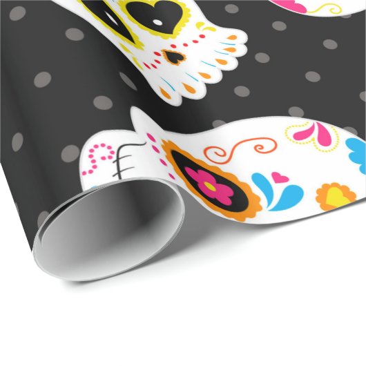 Retro Zuckerschädel Geschenkpapier (Rolleneckpunkt)