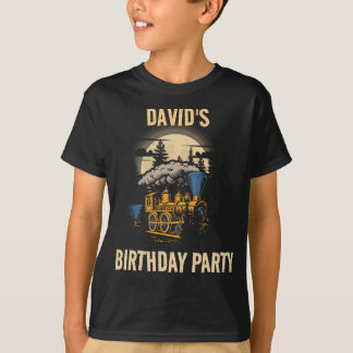 Retro-Zug Kindergeburtstag benutzerdefinierter Nam T-Shirt