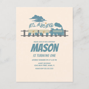 Retro-Zug Kindergeburtstag Erdig  Postkarte