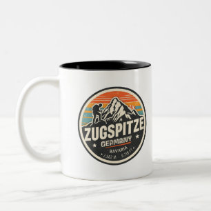 Retro Zugspitze bayerische Outdoor-Naturgeschenke Zweifarbige Tasse