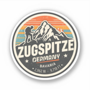 Retro Zugspitze Skigebiet Oberspitze Deutschlands  Aufkleber