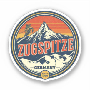 Retro Zugspitze Skigebiet Spitze Deutschlands Gesc Aufkleber
