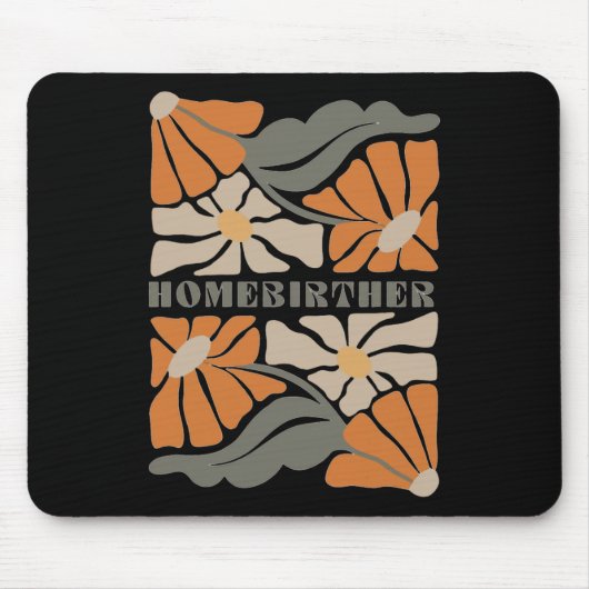Retro Zuhause Birth Boho Blume Homebirther Mütter Mousepad (Vorne)